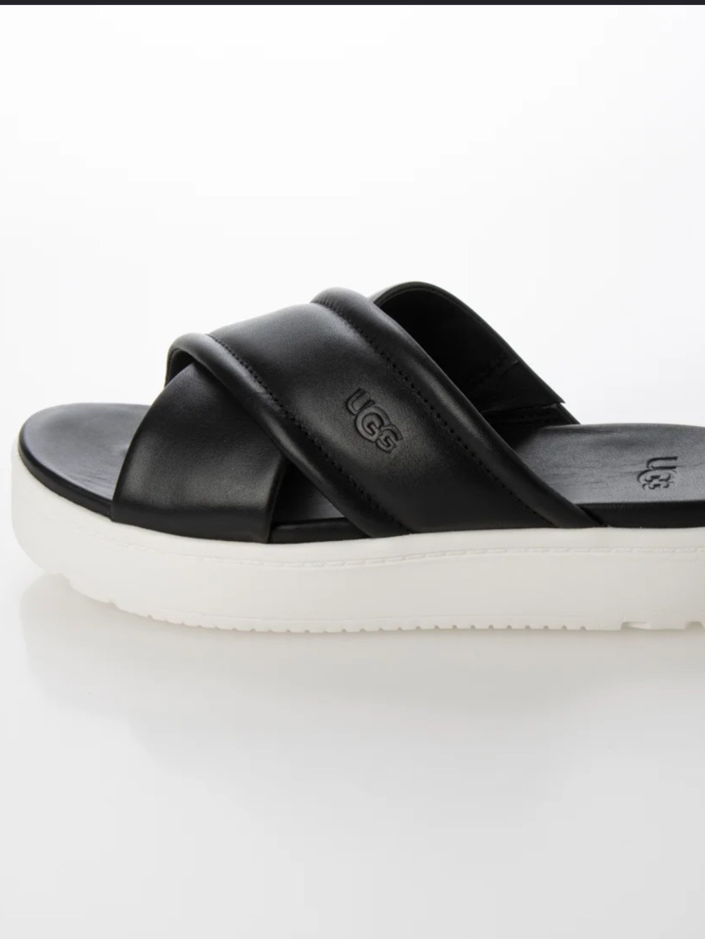 UGG Zayne Crossband Slide in Black and White Platform Size 10